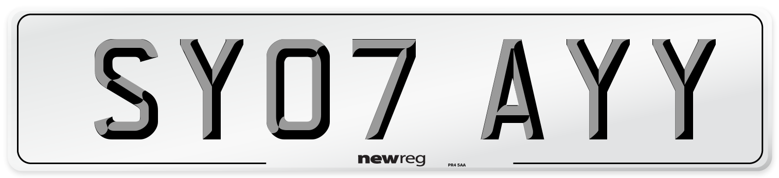 SY07 AYY Number Plate from New Reg